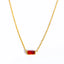 925 Sterling Silver Birthstone Necklace with Rectangular Stone
