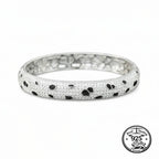 925 Sterling Silver Bangle Bracelet with Cubic Zirconia and Black Enamel