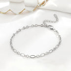 925 Sterling Silver Adjustable Figaro Chain Bracelet for Women