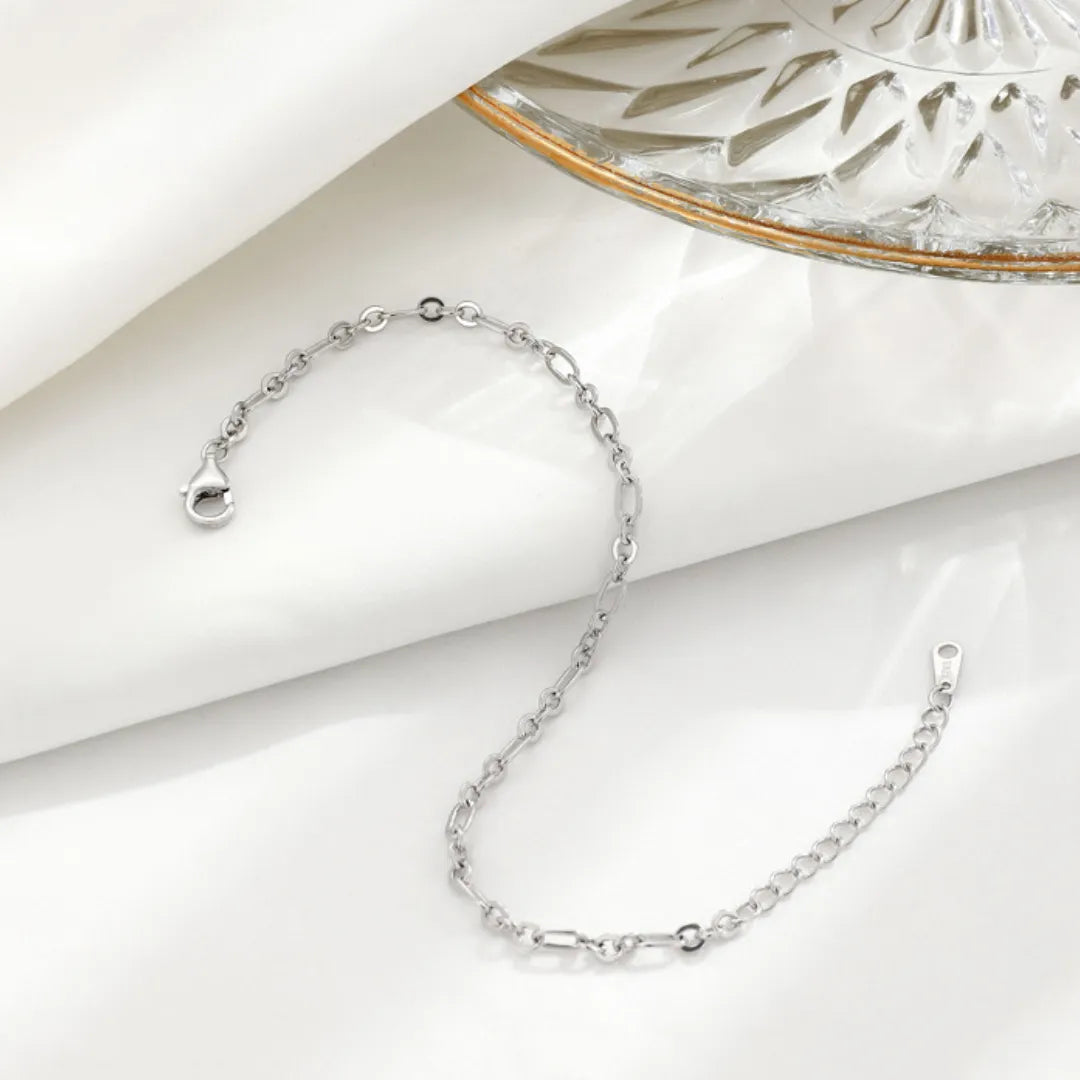 925 Sterling Silver Adjustable Figaro Chain Bracelet for Women