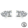 Sterling Silver Heart Stud Earrings With Rectangular Stone Detail