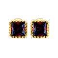Birthstone Sugar Cube Stud Earrings in 925 Sterling Silver