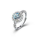 925 Sterling Silver Moissanite Ring 1 Carat Adjustable Halo Ring