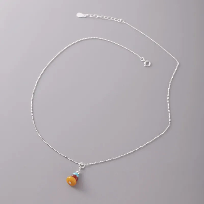 Multicolor Gemstone Necklace 925 Sterling Silver Candy Stack Pendant