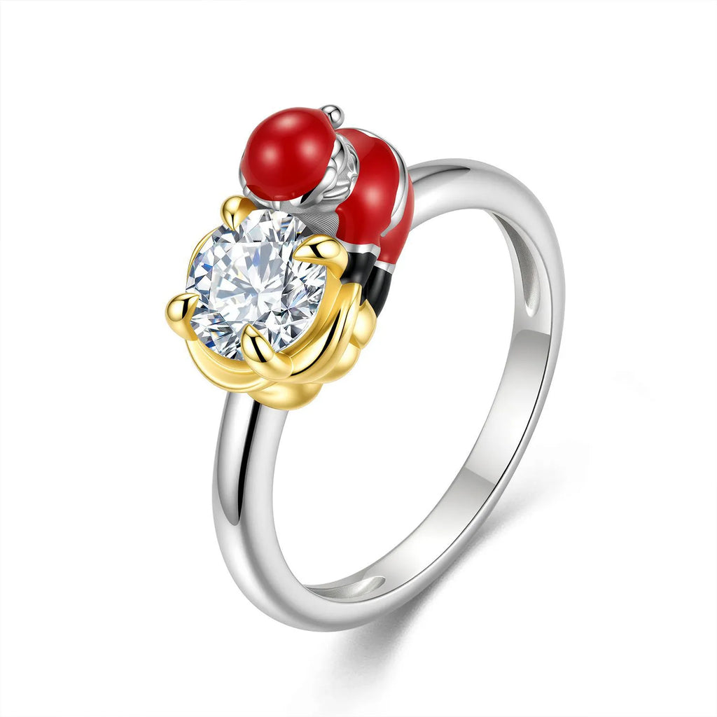 Santa Claus Ring in 925 Sterling Silver with a 1 Carat Moissanite Set in His Shopping Cart