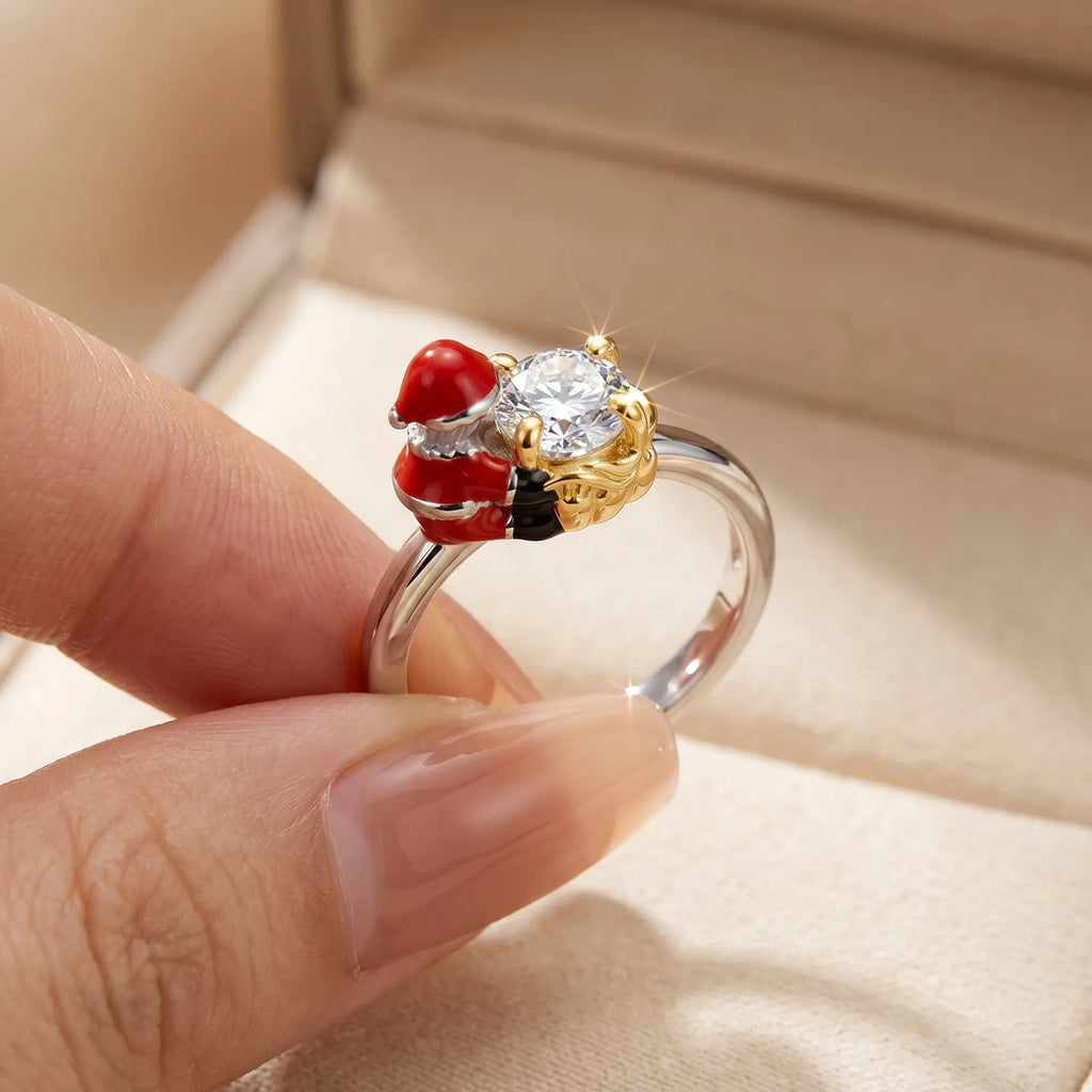 Santa Claus Ring in 925 Sterling Silver with a 1 Carat Moissanite Set in His Shopping Cart