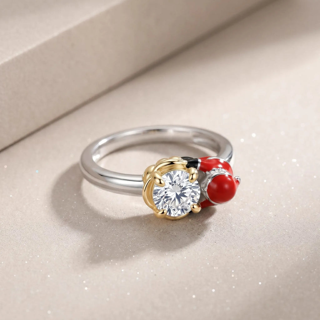Santa Claus Ring in 925 Sterling Silver with a 1 Carat Moissanite Set in His Shopping Cart