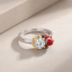 Santa Claus Ring in 925 Sterling Silver with a 1 Carat Moissanite Set in His Shopping Cart
