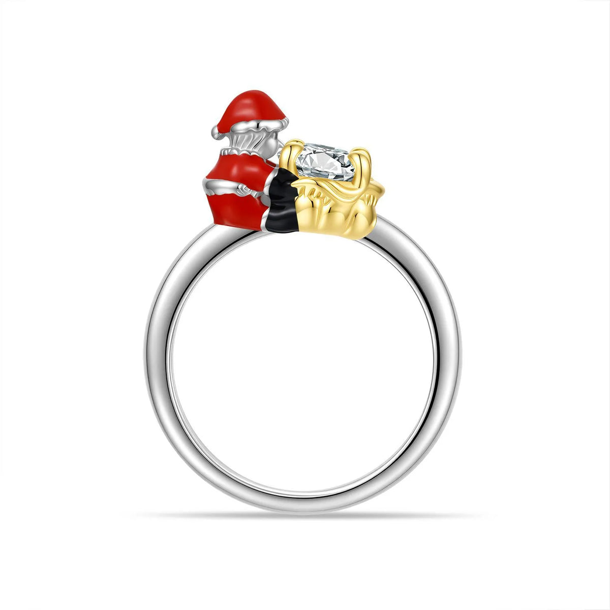Santa Claus Ring in 925 Sterling Silver with a 1 Carat Moissanite Set in His Shopping Cart Main image