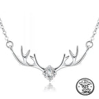 925 Sterling Silver Antler Necklace with Pear Stone