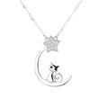 Cat Necklace 925 Sterling Silver Crescent Moon And Star Pendant