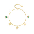 Christmas Charm Bracelet in 925 Sterling Silver with Christmas Tree and Gingerbread Man Motifs