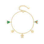 Christmas Charm Bracelet in 925 Sterling Silver with Christmas Tree and Gingerbread Man Motifs