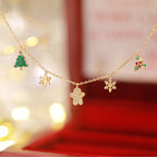 Christmas Charm Bracelet in 925 Sterling Silver with Christmas Tree and Gingerbread Man Motifs