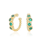 Clip On Earrings 925 Sterling Silver Green Cubic Zirconia
