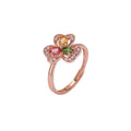 Clover Ring in 925 Sterling Silver with Tourmaline and 18K Rose Gold Plating