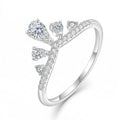 Crown Ring 925 Sterling Silver Moissanite Five Point Tiara Design
