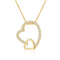 Double Heart Necklace 925 Sterling Silver Cubic Zirconia Pendant with Small Heart Detail