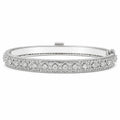 Engraved Bangle Bracelet 925 Sterling Silver Cubic Zirconia Italian Inspired Pattern