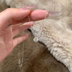 Feather Necklace Falling Light in 925 Sterling Silver with Round Cubic Zirconia Drop