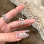 Feather Necklace Falling Light in 925 Sterling Silver with Round Cubic Zirconia Drop