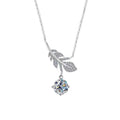 Feather Necklace Falling Light in 925 Sterling Silver with Round Cubic Zirconia Drop