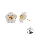 Flower Stud Earrings in 925 Sterling Silver with White Crystal Petals