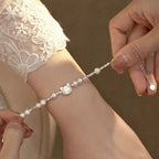 Freshwater Pearl Bracelet 925 Sterling Silver Mother of Pearl Cat Bracelet for Women