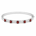 Gemstone Bangle Bracelet 925 Sterling Silver Five Stone Design