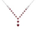Garnet Heart Necklace 925 Sterling Silver Multi-Heart Lariat Drop