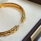 Gemstone Bangle 925 Sterling Silver 18K Gold Plated Multicolor Gemstone Detail