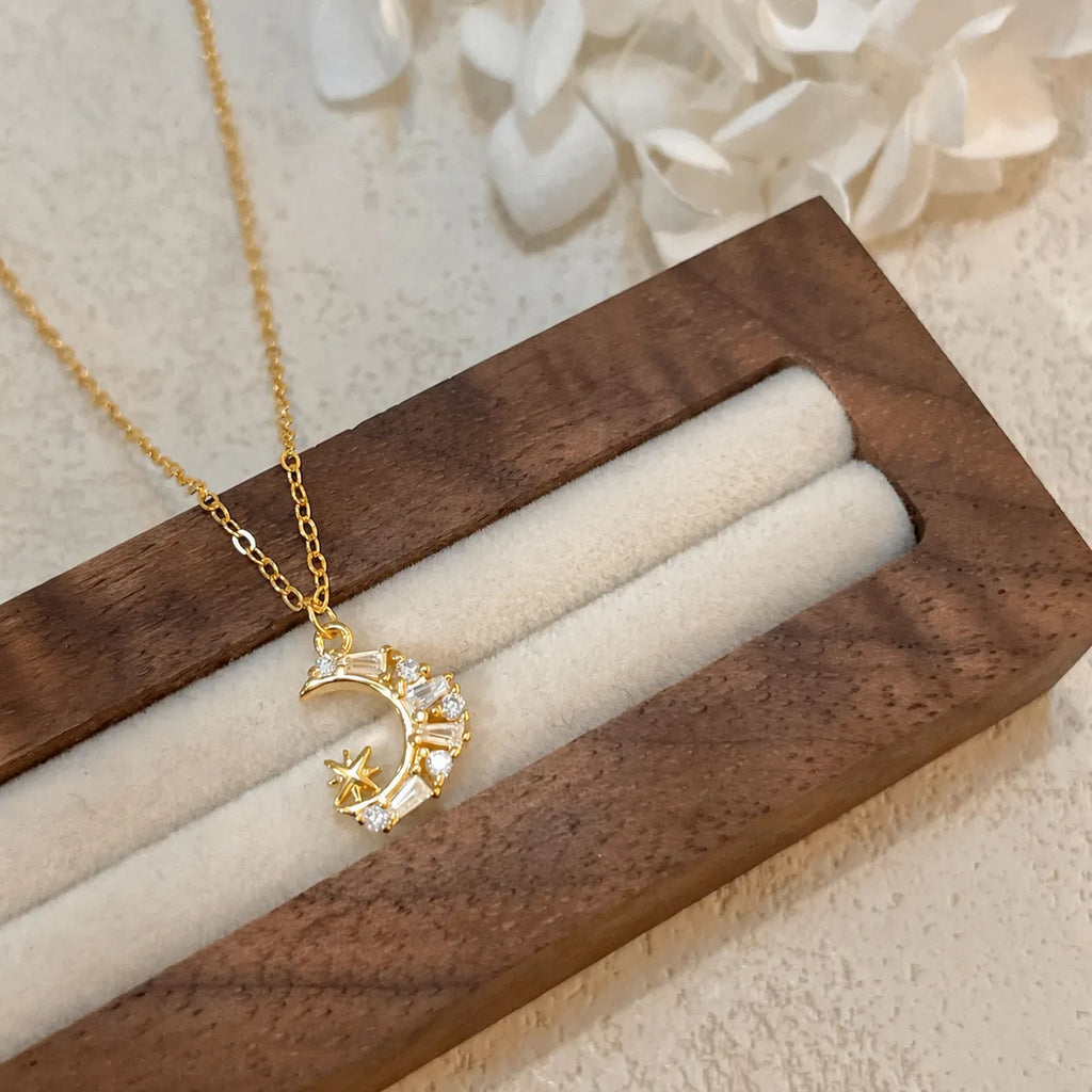 Moon And Star Necklace 925 Sterling Silver Cross Star Crescent Pendant