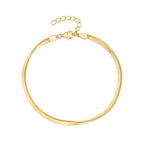 Gold double snake chain bracelet in a full product view on a white background