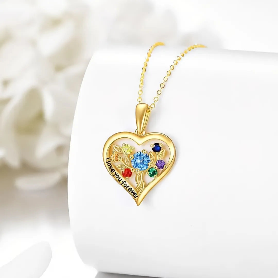 Gold Heart Necklace, Forever Love | 925 Sterling Silver with Cubic Zirconia