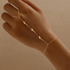 Hand Chain in 925 Sterling Silver with 18K Gold Plating and Three Openwork Goldfish in Motion