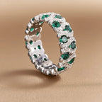 925 Sterling Silver Cubic Zirconia Wide Band Statement Ring