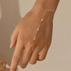 Hand Chain in 925 Sterling Silver with 18K Gold Plating and Three Openwork Goldfish in Motion