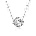 Heart and Star Necklace with Heart Cut Moissanite and a Celestial Motif in 925 Sterling Silver