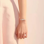 Jasmine Flower Bracelet in 925 Sterling Silver with a Branch Centerpiece and Two Cubic Zirconia Stones