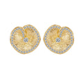 Lotus Leaf Stud Earrings 925 Sterling Silver with Cubic Zirconia