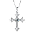 Moissanite Cross Necklace Trefoil Ends 0.5 Carat Center Stone 925 Sterling Silver