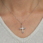 Moissanite Cross Necklace Trefoil Ends 0.5 Carat Center Stone 925 Sterling Silver