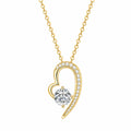 Moissanite Heart Necklace 925 Sterling Silver Asymmetrical Open Heart Design With 1 Carat Center Stone