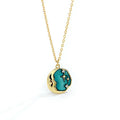 Moon Face Necklace 925 Sterling Silver 18K Gold Plated Green Starry Pendant