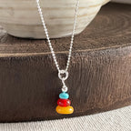 Multicolor Gemstone Necklace 925 Sterling Silver Candy Stack Pendant
