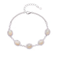 Opal Birthstone Bracelet in 925 Sterling Silver with Five Oval Opal Halo Links