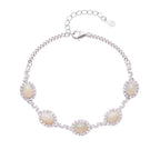 Opal Birthstone Bracelet in 925 Sterling Silver with Five Oval Opal Halo Links