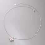 Clover Choker Necklace 925 Sterling Silver Four Pear-Shaped Cubic Zirconia Stones