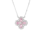 Clover Choker Necklace 925 Sterling Silver Four Pear-Shaped Cubic Zirconia Stones