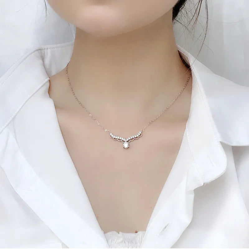 Reindeer Necklace in 925 Sterling Silver with Moissanite